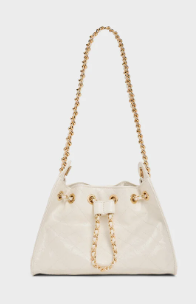 Charles & Ke*th -Duo Quilted Drawstring Bucket Bag - Cream - (AD-MAY26-JF)