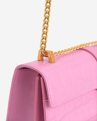 PE*RO -  Croc-Effect Crossbody Bag - Pink