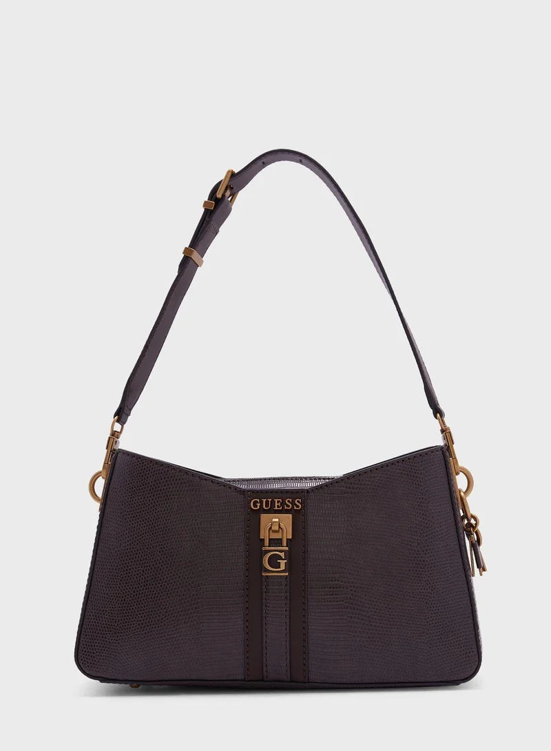 Gues* - Ginevra Logo Elite Shoulder Handbag-MAROON (NB)