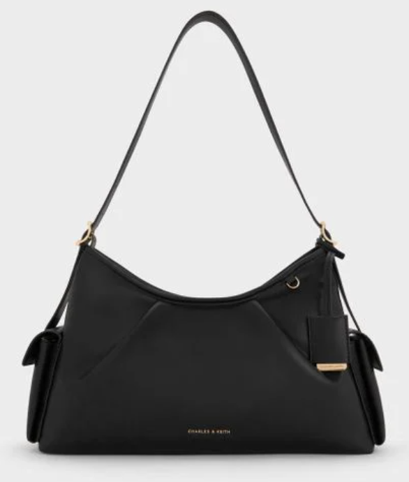 Charles & Ke*th -Women's Black Khai Side-pocket Shoulder Bag-Black- (AD-MAY26-JF)