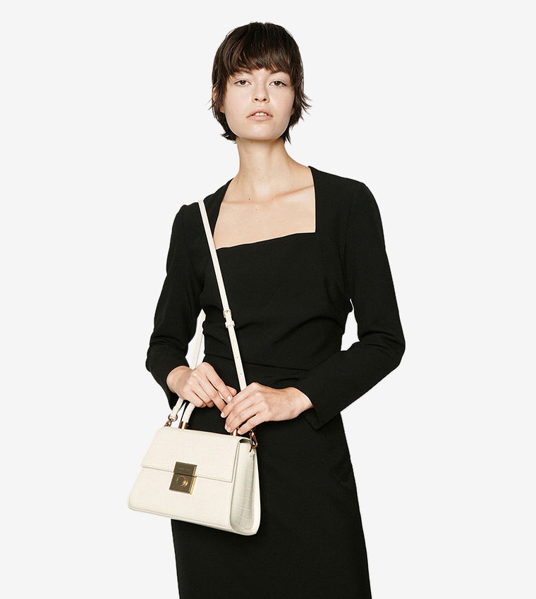 Charles & Ke*th - Croc-Effect Structured Sculptural Bag - Cream (AD-SEP)