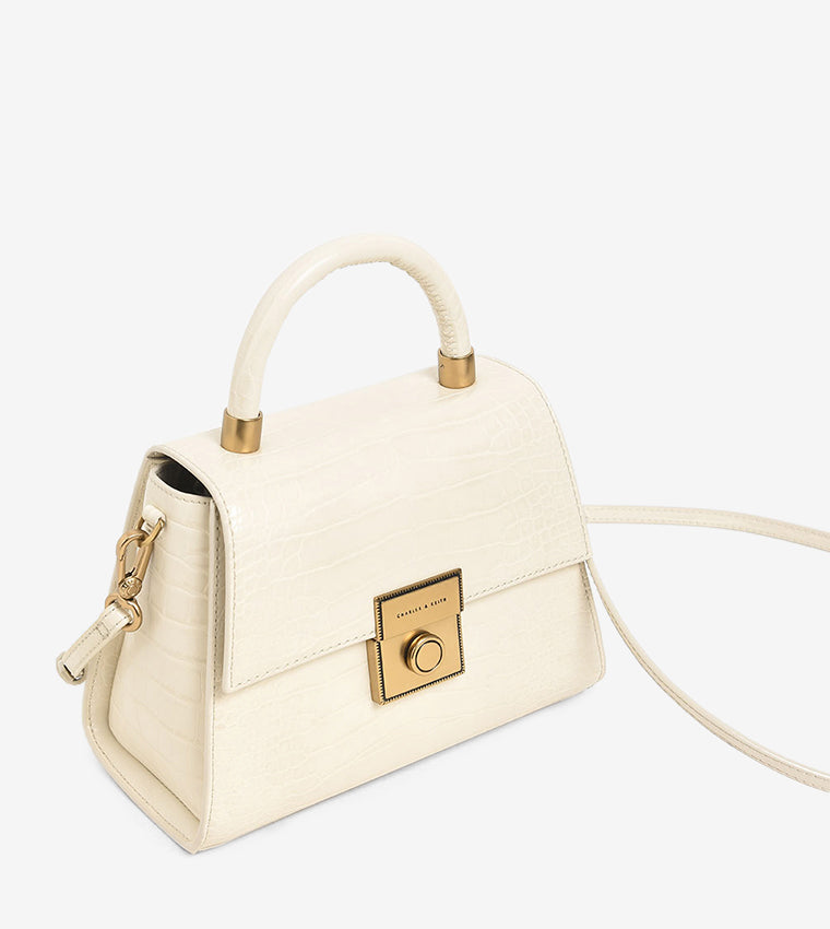Charles & Ke*th - Croc-Effect Structured Sculptural Bag - Cream (AD-SEP)