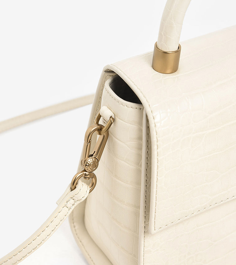 Charles & Ke*th - Croc-Effect Structured Sculptural Bag - Cream (AD-SEP)