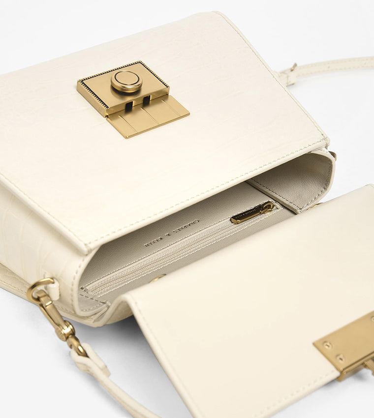 Charles & Ke*th - Croc-Effect Structured Sculptural Bag - Cream (AD-SEP)