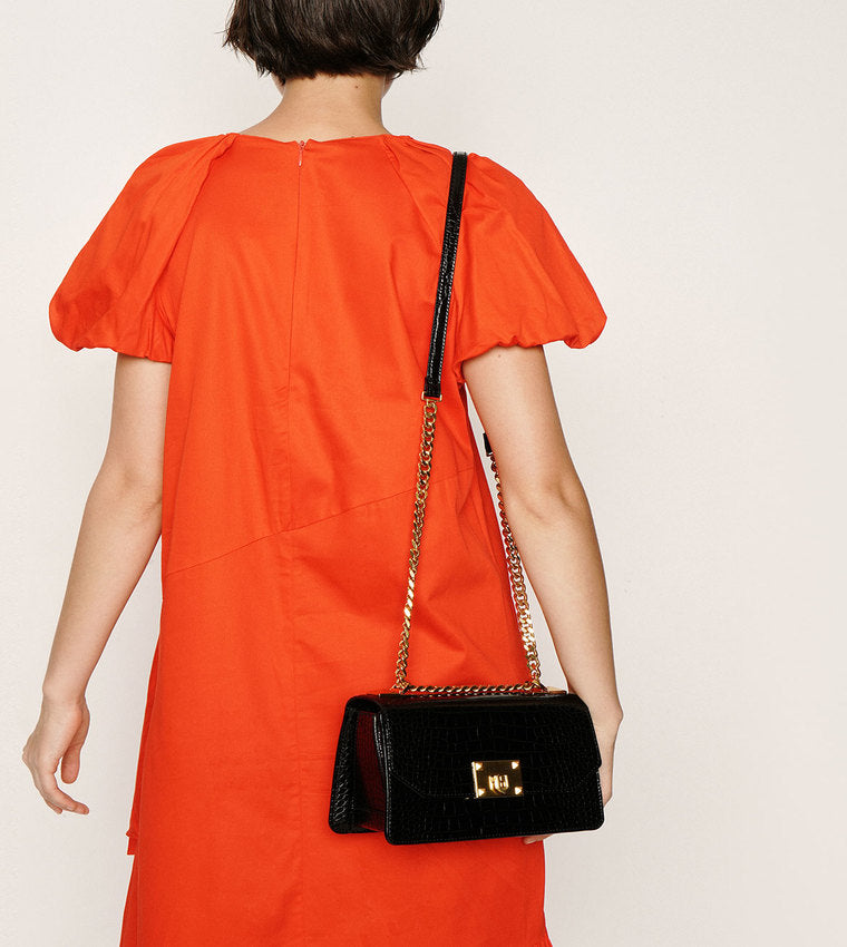 Charles & Ke*th - Croc-Effect Chain Strap Crossbody Bag- Black (AD-SEP)