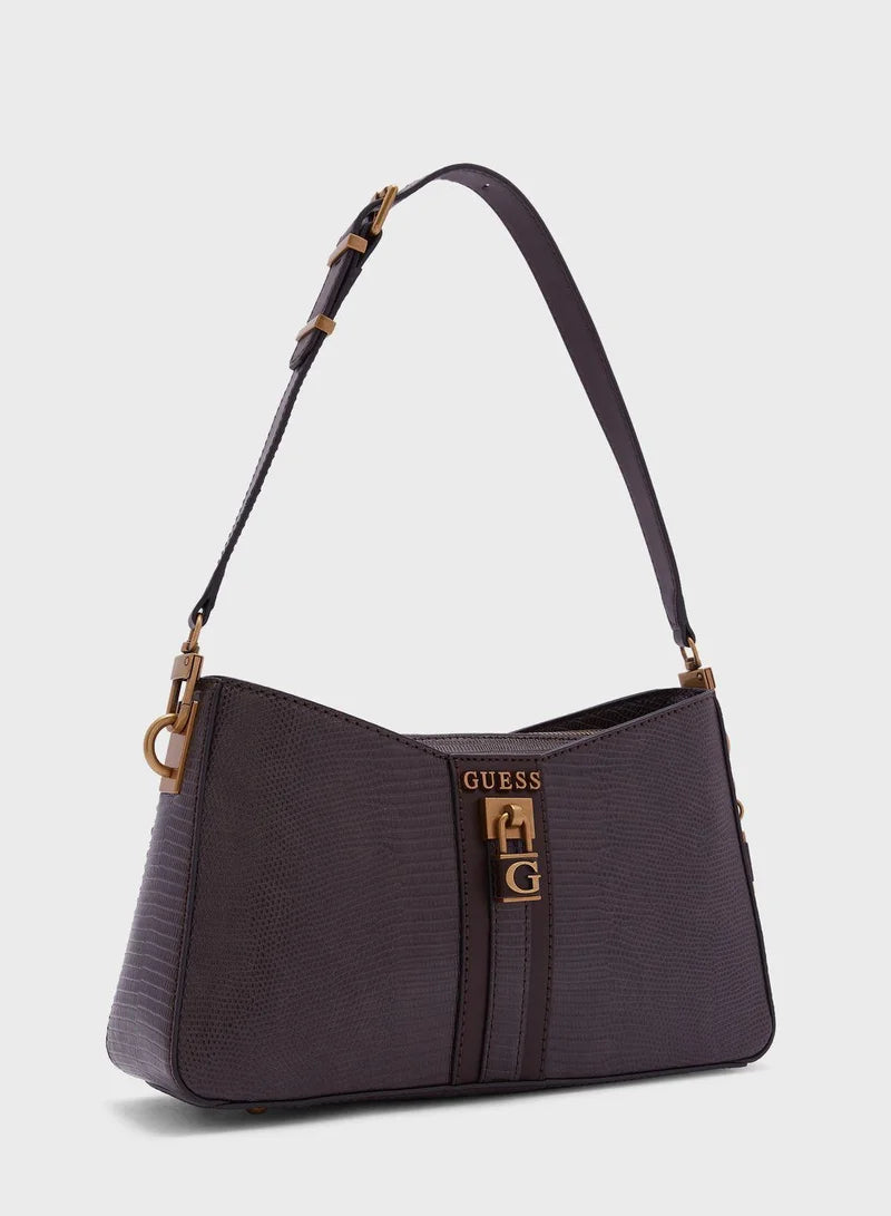 Gues* - Ginevra Logo Elite Shoulder Handbag-MAROON (NB)