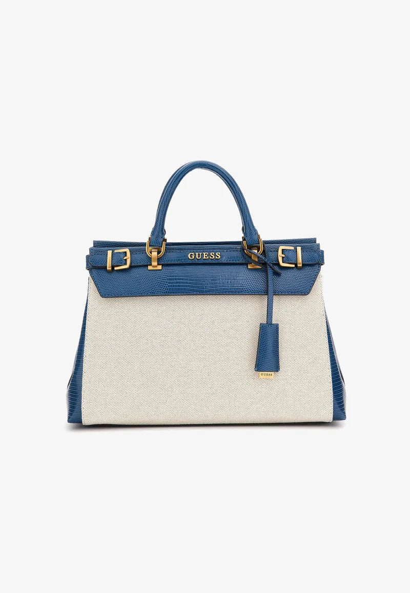 Gues* -  Croc Textured Top Handle Bag - Blue (AD-SEP)