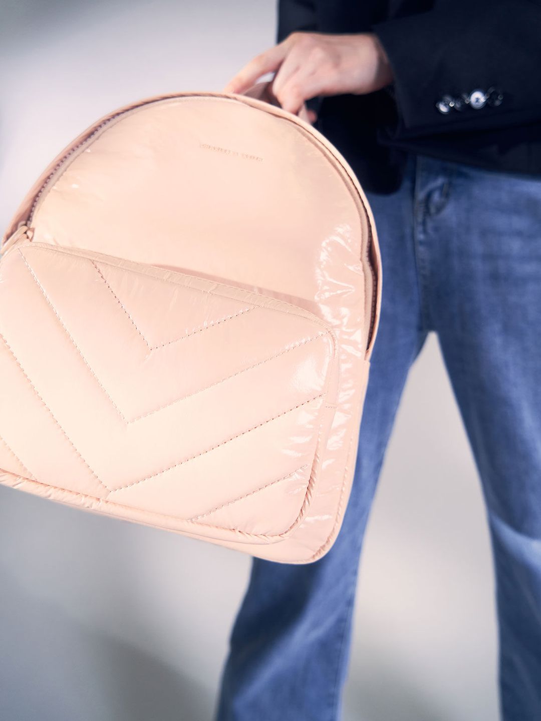 Charles & Ke*th - (MINOR DEFECT) Quilted Double Zip Backpack - Nude-14 AUGUST SALE-(NB)
