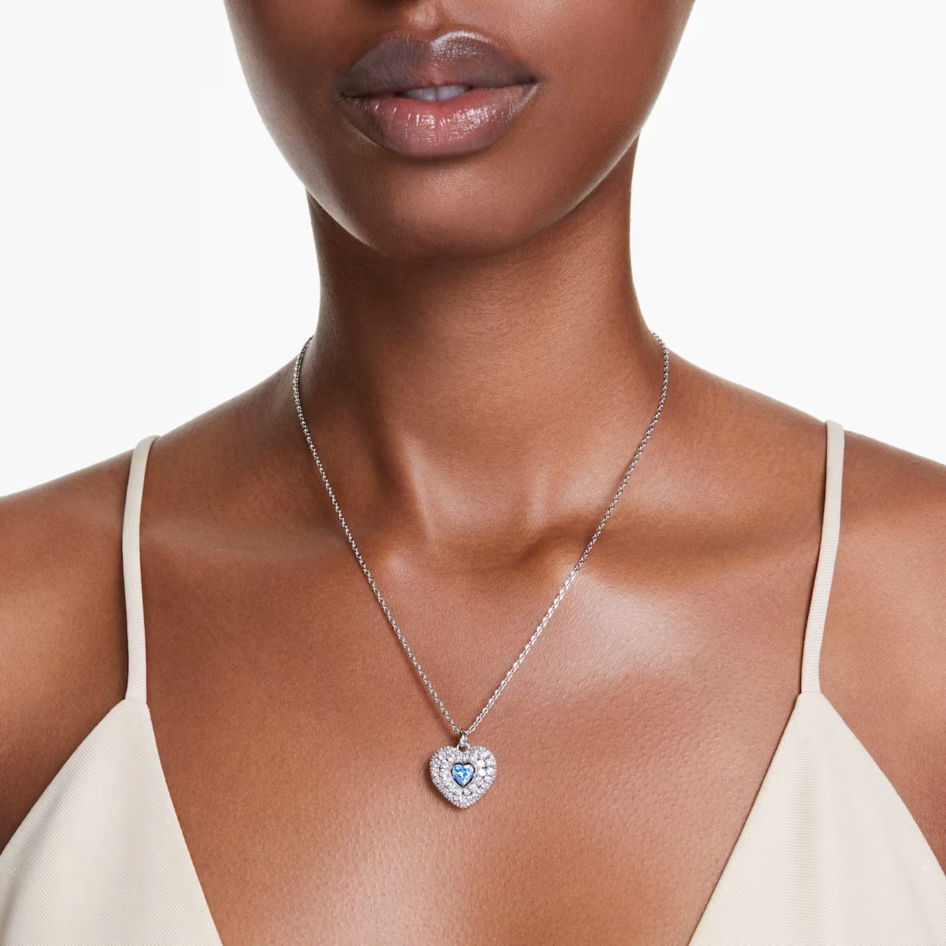 Swar*vski - Idyllia pendant Heart, Blue, Rhodium plated - 5680403 (AD-SW-OCT)
