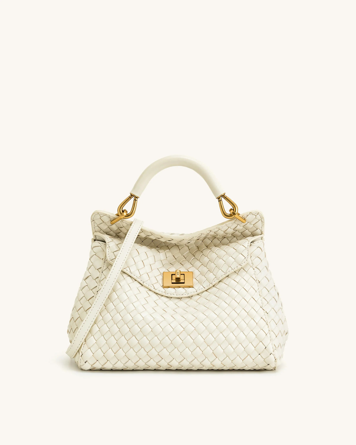 JW P*I - Lucia Classic Top Handle Woven Bag - White (AD-SEP16-PT)