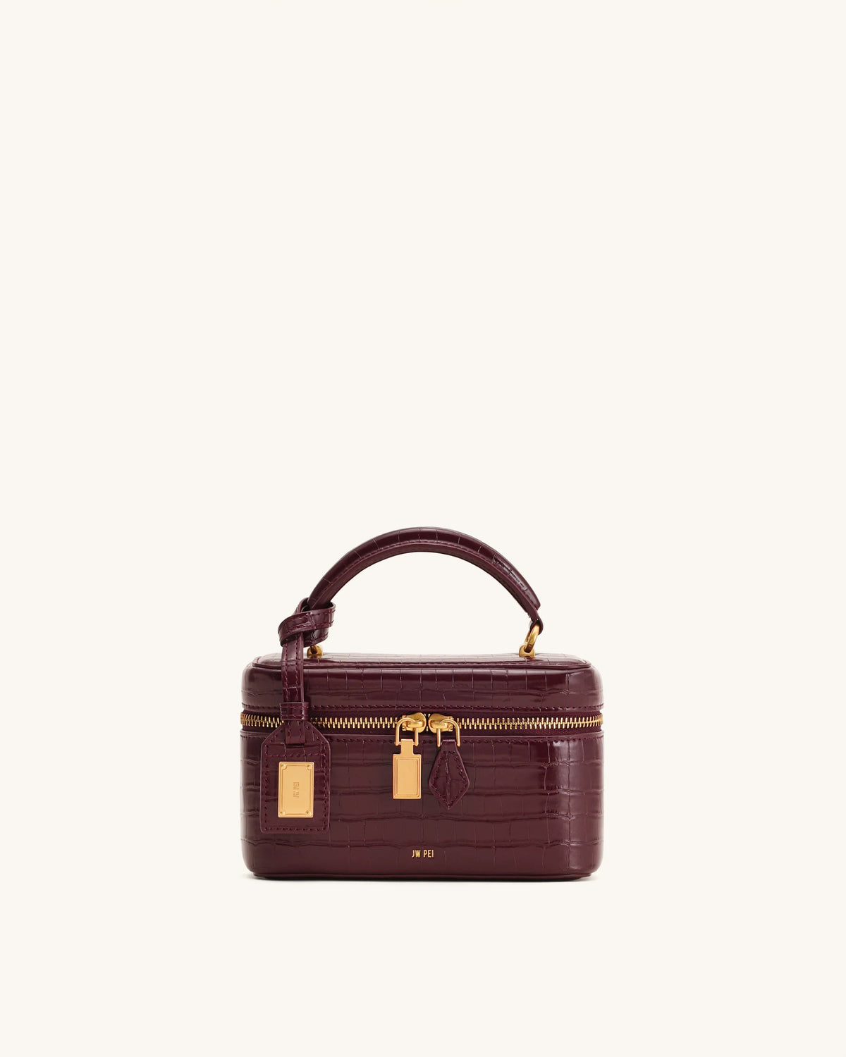 JW P*I - Cleo Box Shape Top Handle Bag - Claret Croc (AD-SEP16-PT)
