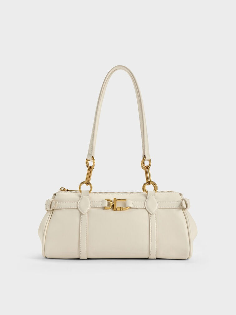 Charles & Ke*th - Gwynne Metallic-Accent Elongated Shoulder Bag - Cream (AD-SEP16-PT)