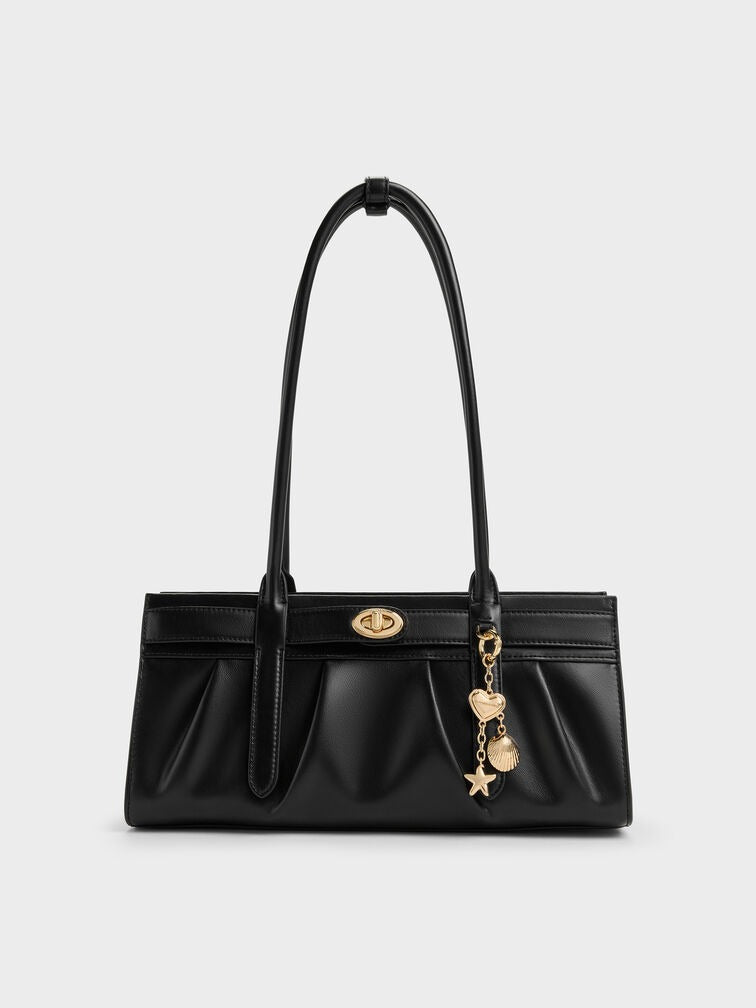 Charles & Ke*th - Isolde Belted Ruched Shoulder Bag - Black (AD-SEP16-PT)