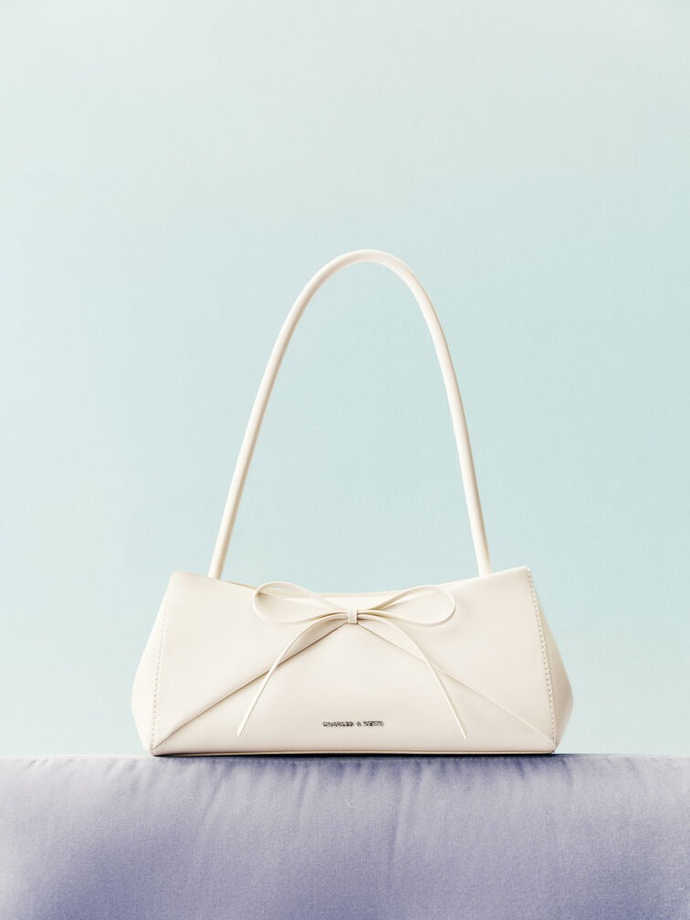 Charles & Ke*th - Hazel Bow Panelled Shoulder Bag - Cream (AD-SEP16-PT)