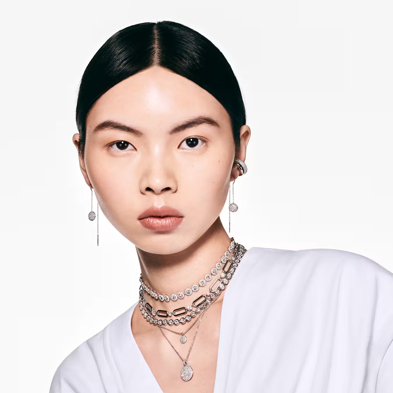 Swar*vski - Imber Tennis necklace Round cut, White, Rhodium plated - 5682595 (AD-Oct) (2025 PACKAGING)