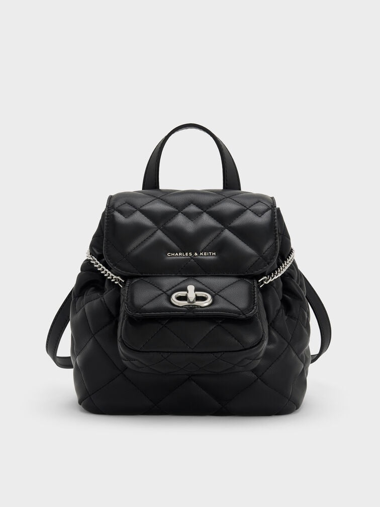Charles & Ke*th - Aubrielle Quilted Backpack - Noir (AD-JUN13-PT)
