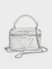 Charles & Ke*th - Arwen Metallic Quilted Vanity Bag - Silver (AD-JUN13-PT)