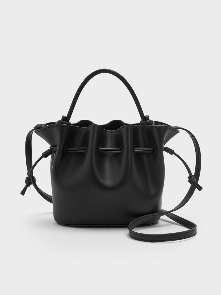 Charles & Ke*th -Sammie Drawstring Bucket Bag - Black - (AD-MAY26-PT)