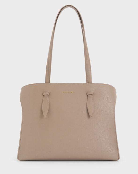 Charles & Ke*th - Allyn Elongated-Handle Tote Bag - Taupe- (AD-JUL26-PTT)
