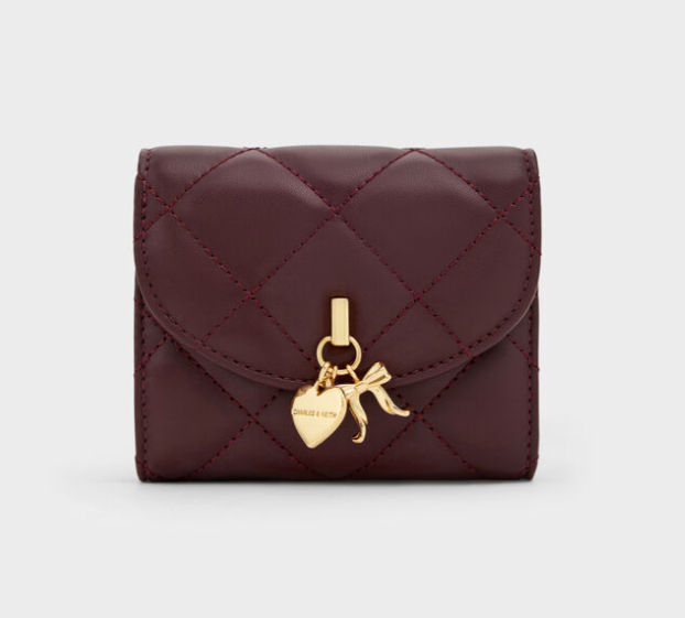 Charles & Ke*th - Arrietty Quilted Curved-Flap Wallet - Wineberry Red- (AD-JUN26-JFR)