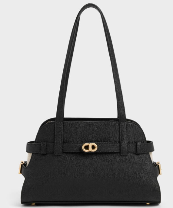 Charles & Ke*th - Aubrielle Belted Shoulder Bag - Black-(AD-JUNE26-IR)