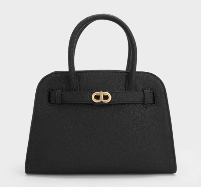 Charles & Ke*th - Aubrielle Belted Tote Bag- Black-(AD-JUNE26-IR)