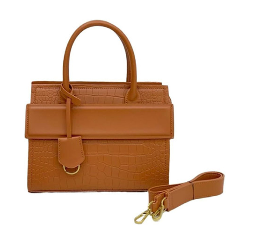 PEDR*  - Croc-effect Leather Tote- Brown- (AD-SEP)