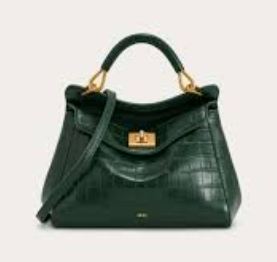 JW P*I- Croc Effect Lucia classic top handle woven bag -Dark Green Croc-(AD-JUN26-JFR)