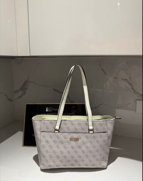 Gues* - Monogram Tote Bag-Multi White (AD-MAY26-GSPT)