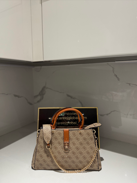 Gues* - Zamira Luxury Satchel - Brown Multi / Dark Brown (AD-MAY26-GSPT)