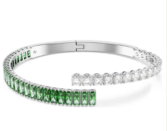 Swar*vski -Matrix bangle Mixed cuts, Green, Rhodium plated-5722462-(2026 PACKAGING)