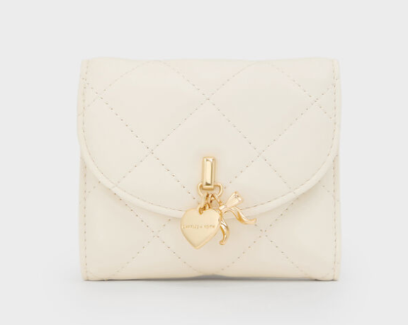 Charles & Ke*th - Arrietty Quilted Curved-Flap Wallet - Cream- (AD-JUN26-JFR)