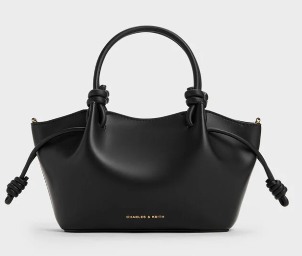 Charles & Ke*th - Sammie Knotted-Handle Wavy Tote Bag - Black- (AD-MAY26-JF)