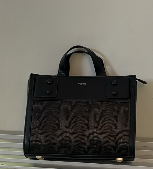 PEDR*  -Lizard Effect Leather Top Handle Bag-Black- (AD-MAY26-JF)