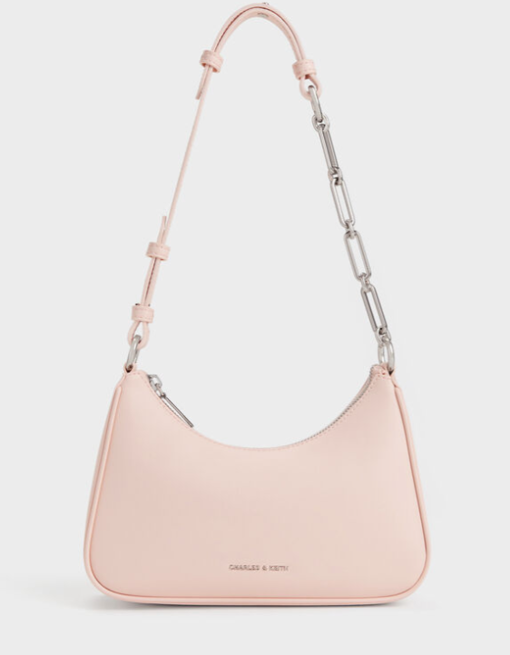 Charles & Ke*th -Women's White Lane Chain-Strap Shoulder Bag-Soft Pink- (AD-JUN26-JFR)
