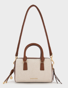 Charles & Ke*th - Everleigh Canvas Two-Tone Bowling Bag - Taupe Canvas -(AD-JUNE26-IR)