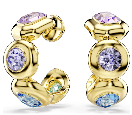 Swar*vski -Gema hoop earrings Mixed cuts, Multicolored, Gold-tone plated-5737444-(2026 PACKAGING)