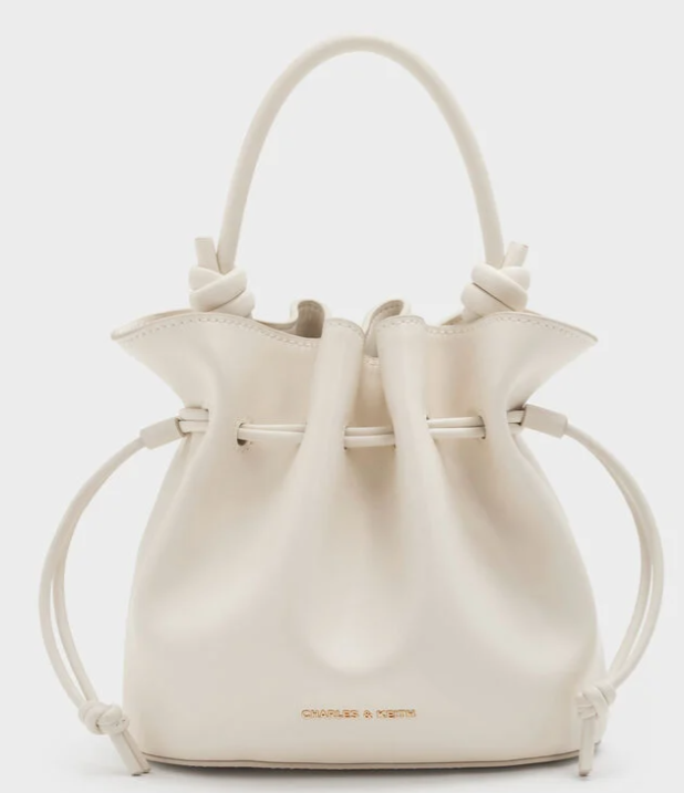 Charles & Ke*th -Sammie Drawstring Bucket Bag - Cream - (AD-MAY26-PT)