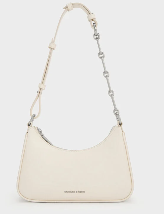 Charles & Ke*th -Women's White Lane Chain-Strap Shoulder Bag-White- (AD-MAY26-PT)(Finishing Issue)