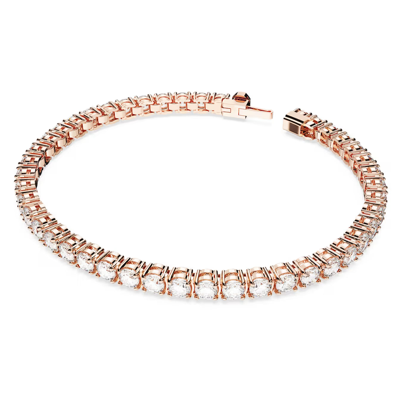 Swar*vski - Matrix Tennis bracelet Round cut, White, Rose gold-tone plated (AD-SW-OCT)