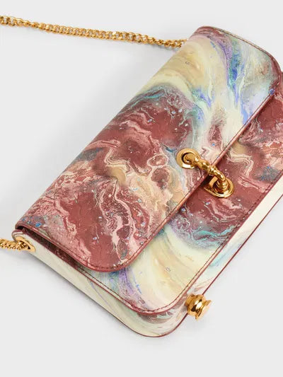 Charles & Ke*th - Meriah Swirl-Print Clutch-CREAM (NB)