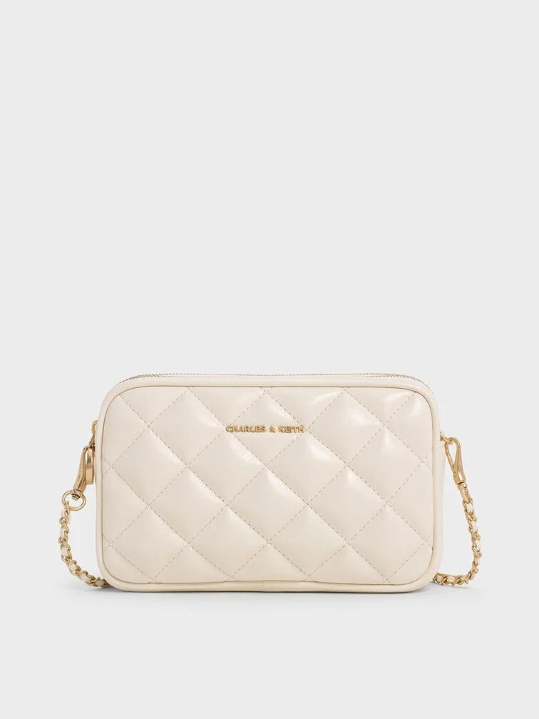 Charles & Ke*th - Mini Apfra Quilted Crossbody Bag - Cream (AD-JUN26-JFR)