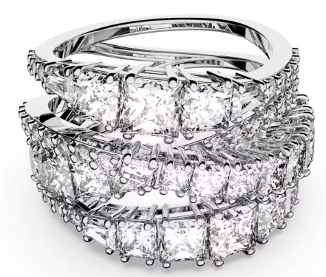 Swar*vski - Mixed cuts, White, Rhodium plated-5584650
