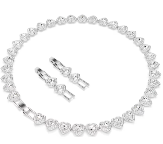 Swar*vski -Mixed cuts, Heart, White, Rhodium plated-5720857