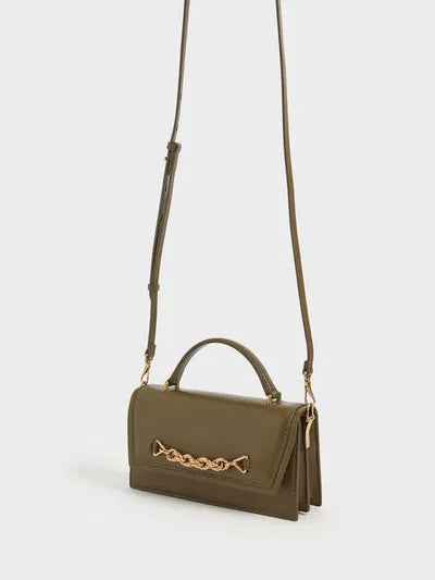 Charles & Ke*th -  Top Handle Chain Link Long Wallet - Olive-SALE (NB)