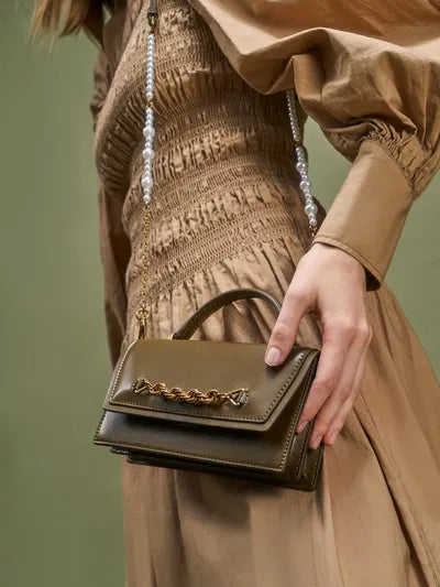 Charles & Ke*th -  Top Handle Chain Link Long Wallet - Olive-SALE (NB)