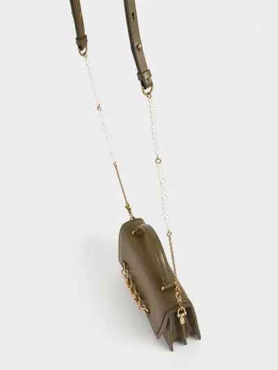 Charles & Ke*th -  Top Handle Chain Link Long Wallet - Olive-SALE (NB)