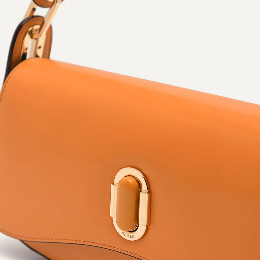 PEDR*  - Studio Rift Leather Shoulder Bag-ORANGE