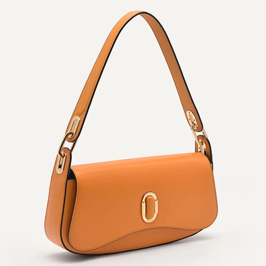 PEDR*  - Studio Rift Leather Shoulder Bag-ORANGE