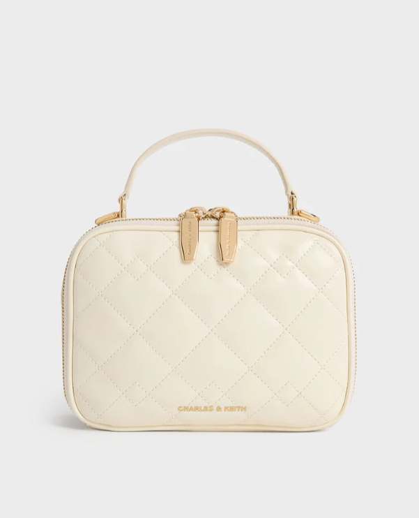 Charles & Ke*th - Duo Quilted Vanity Bag - Cream (AD-DEC-IR-R-LT)